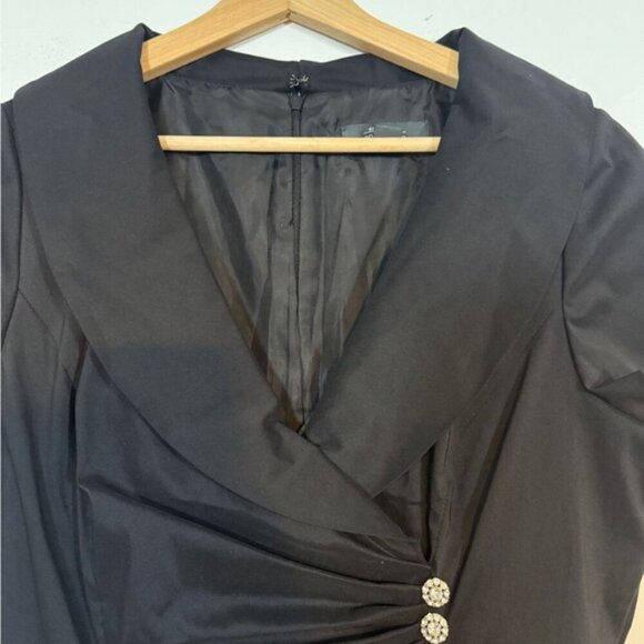 Dressbarn Collection Black Fit & Flare Dress w/ Crystal Buttons – Size 12 - Picture 5 of 12